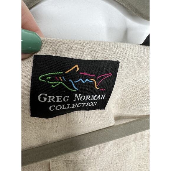 Greg Norman Collection Men's Button Down Tiki Linen Shirt Tan Brown Size XL - Picture 7 of 9